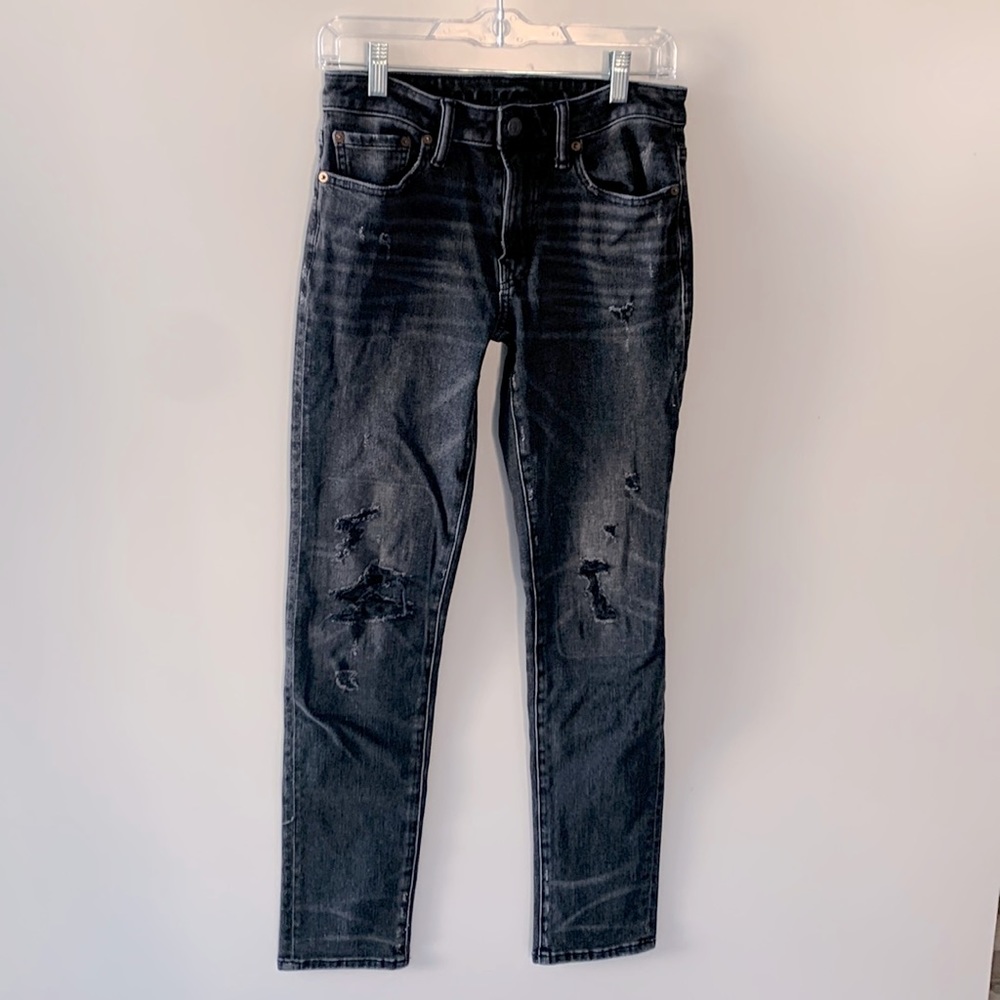 American Eagle Outfitters Distressed Black Slim Fit Jeans 28x32